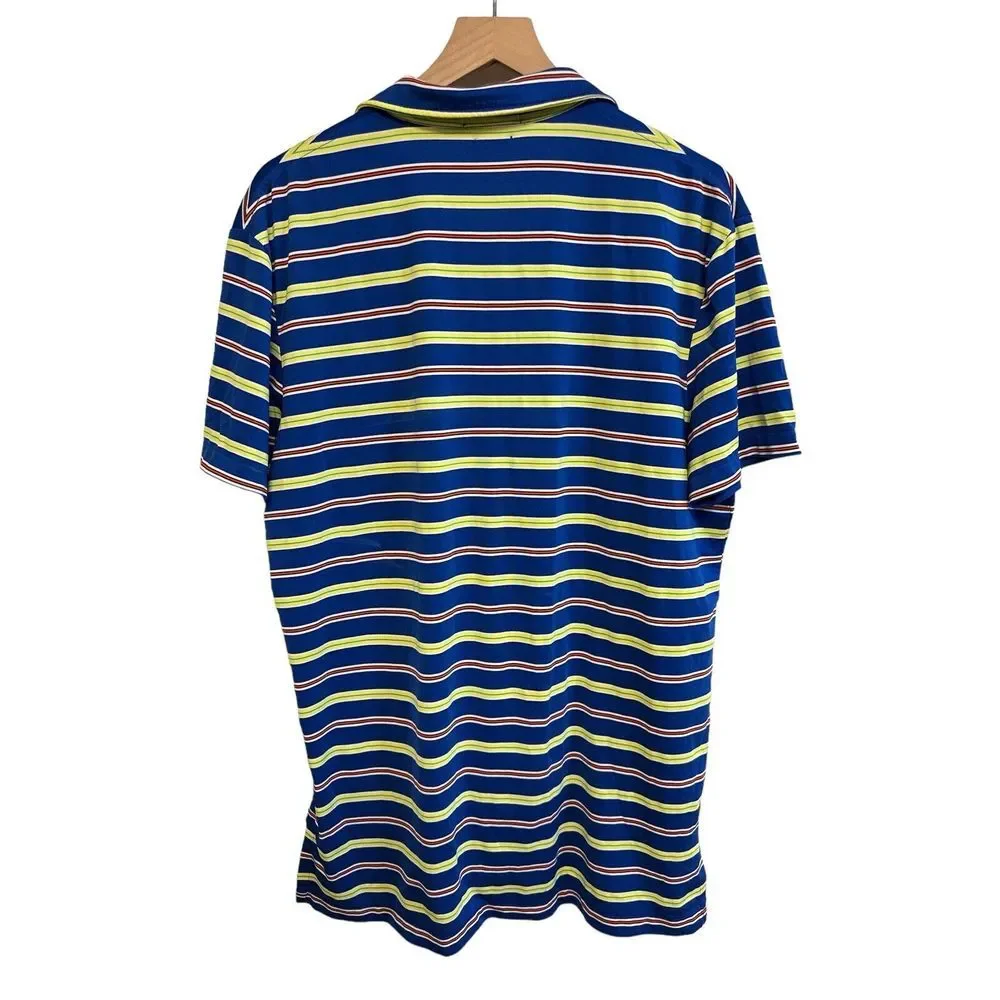 Polo Ralph Lauren Performance Men's Polo Blue Green Striped Shirt‎ Sz L